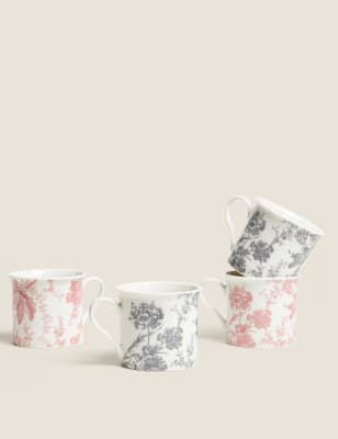 Set of 4 Floral Mugs