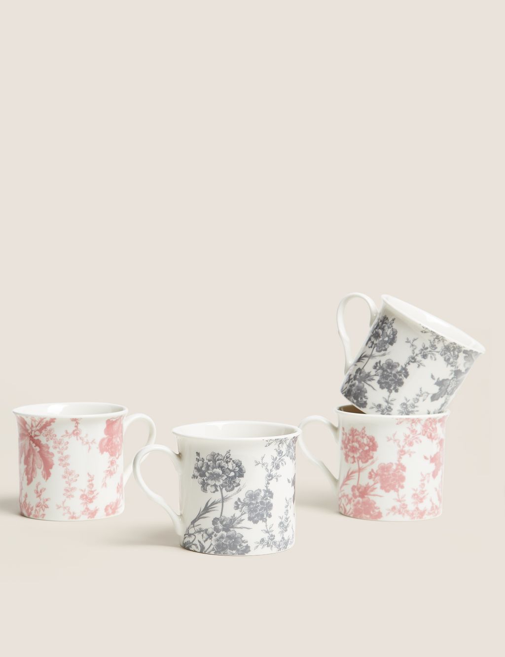 Set of 4 Floral Mugs image 1