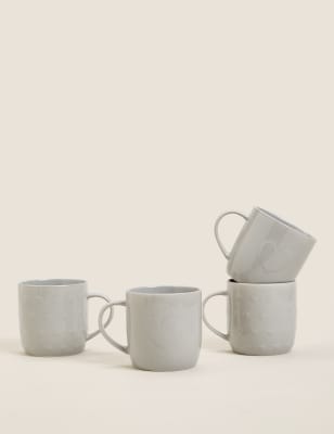 

Set of 4 Mixed Heart Mugs - Grey, Grey