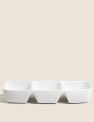 M&S Maxim Porcelain Three Part Serving Bowl - White, White