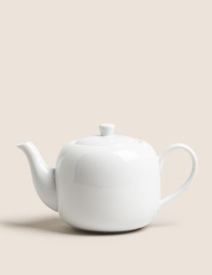 M&S Maxim Porcelain Teapot - White, White