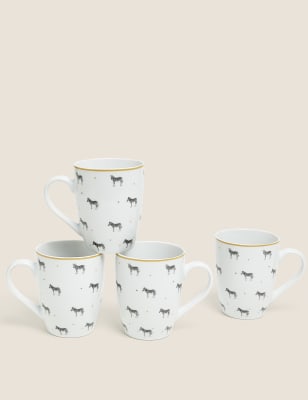 Lot de 4 mugs à motif zébré - Noir Assorti