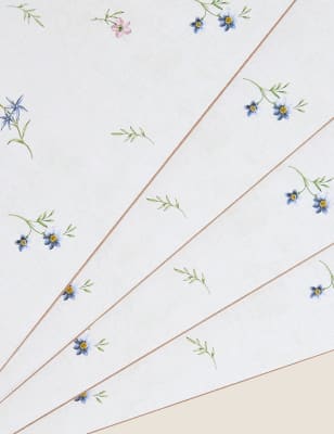 

M&S Collection 4 Platzmatten und 4 Untersetzer mit Blumenmuster - Mehrfarbig, Mehrfarbig