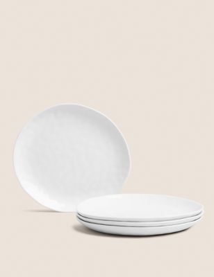 M&S Set of 4 Artisan Side Plates - White, White