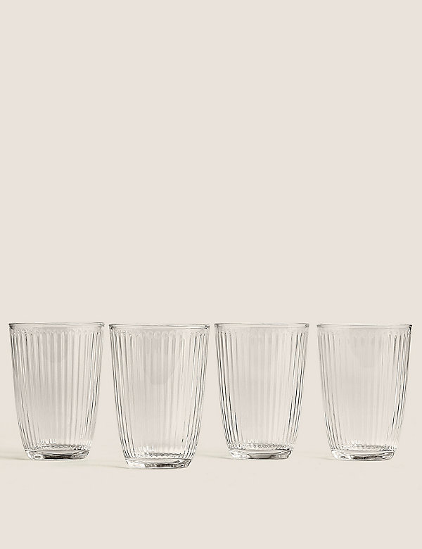 Set of 4 Textured Striped Glasses