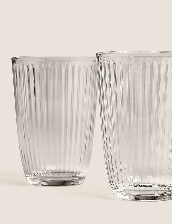 Set of 4 Textured Striped Glasses
