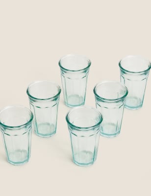 

San Miguel Juego de 6 vasos de trago largo de vidrio reciclado - Verde, Verde