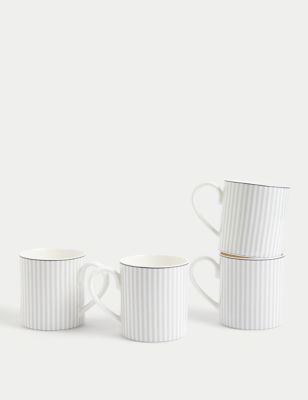 

M&S Collection Set of 4 Hampton Stripe Mugs - Grey Mix, Grey Mix