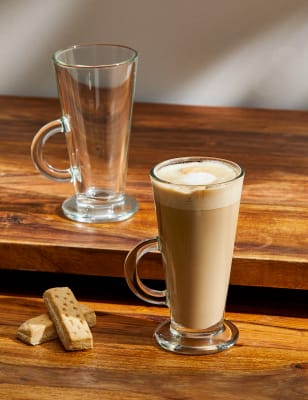 Glass coffee shop latte mugs