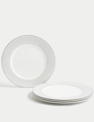 

M&S Collection Set of 4 Hampton Dinner Plates - Grey Mix, Grey Mix