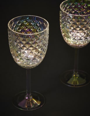 

Juego de 2 vasos de vino texturizados que se iluminan - Blanco Perla, Blanco Perla