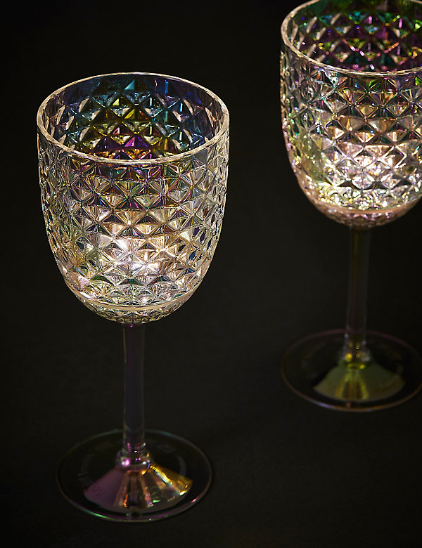 Set of 2 Textured Light Up Wine Glasses