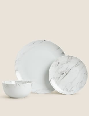 12 Piece Marble Dinner Set