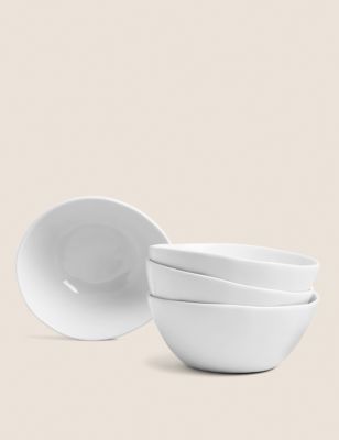 M&S Set of 4 Artisan Cereal Bowls - White, White