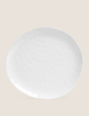 M&S Set of 4 Artisan Dinner Plates - White, White