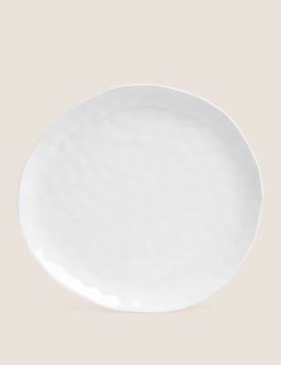 

Set of 4 Artisan Dinner Plates - White, White