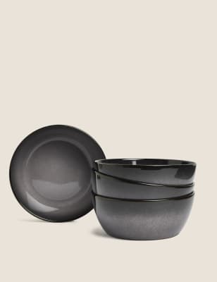 

Set of 4 Amberley Cereal Bowls - Grey, Grey