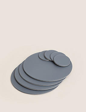 Set of 8 Faux Leather Placemats & Coasters
