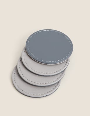 

M&S Collection 8er-Set Platzmatten und Untersetzern aus Kunstleder - Grau, Grau