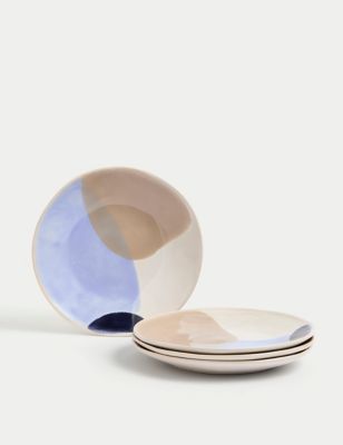 M&S Set of 4 Watercolour Side Plates - Multi, Multi