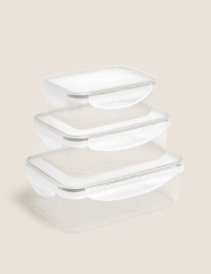 M&S Set of 3 Food Storage Containers - Grey, Grey