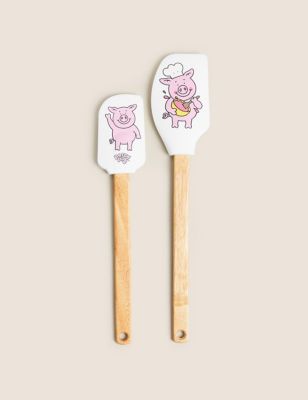 Set of Two Percy Pigtm Spatulas - Pink, Pink