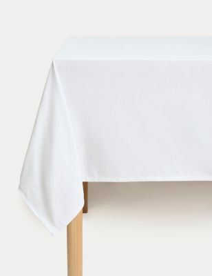 M&S Pure Cotton Tablecloth - White, White