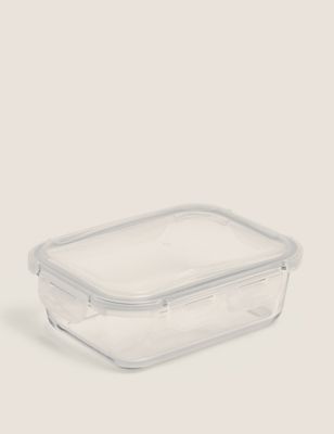 M&S Medium Glass Fridge Storage Container - Grey, Grey