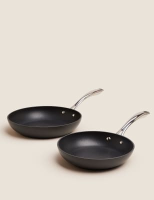 

2 Piece Hard Anodised Frying Pan Set - Black Mix, Black Mix