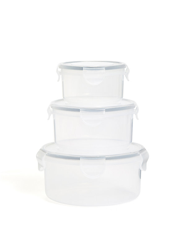Set of 3 Round Clip Storage Containers - GR