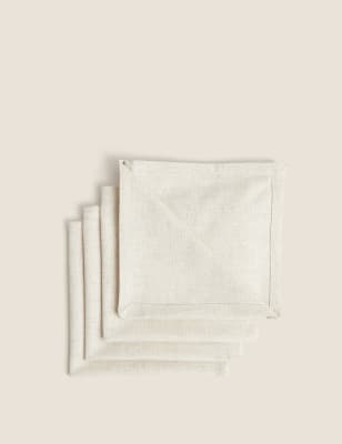 

M&S Collection Set of 4 Cotton Rich Napkins with Linen - Natural, Natural