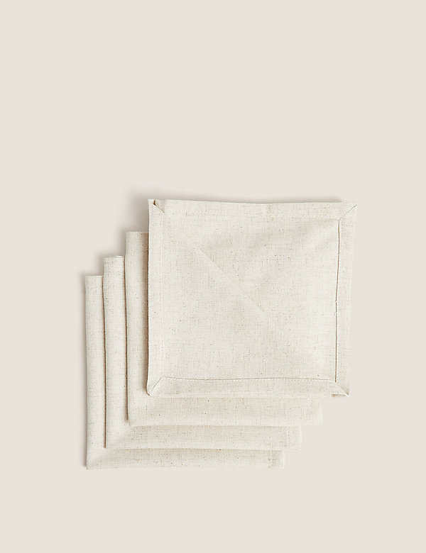 Set of 4 Cotton Rich Napkins with Linen - GR