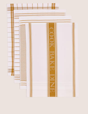 

M&S Collection Pack de 4 paños de cocina de espiga antibacteriano - Ocre Oscuro, Ocre Oscuro