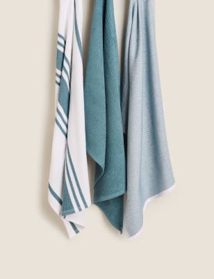 

M&S Collection Conjunto de 3 paños de cocina antibacterianos - Azul, Azul
