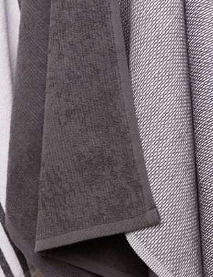 M&S Collection Set of 3 Antibacterial Kitchen Hand Towels - Dark Grey