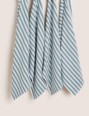 

M&S Collection Set of 4 Striped Basket Weave Tea Towels - Blue, Blue