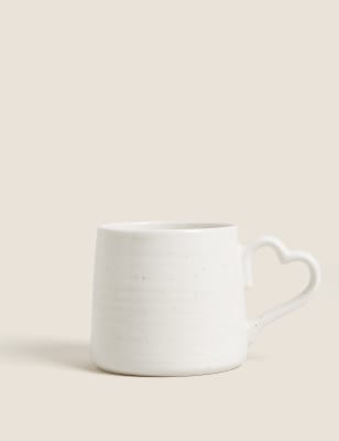 

M&S Collection Heart Handle Speckled Mug - White Mix, White Mix