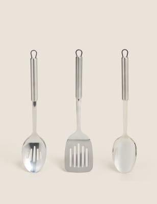 

3-teiliges Kochutensilien-Set aus Edelstahl - Silber, Silber