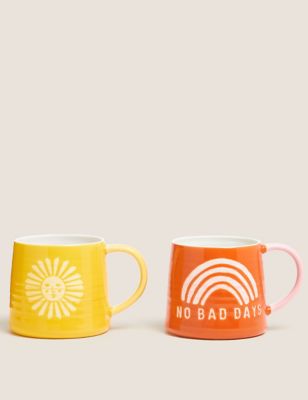 

Set of 2 Sunshine & No Bad Days Mugs - Multi, Multi