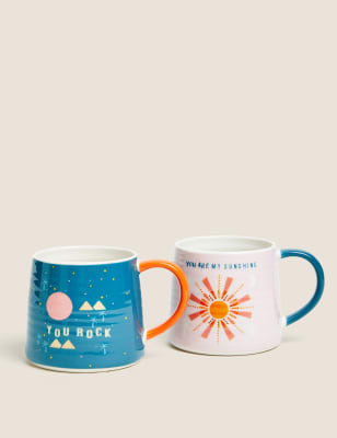 

Set of 2 Slogan Mugs - Multi, Multi