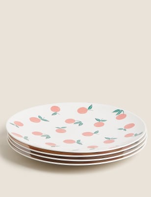 

M&S Collection Set of 4 Oranges Picnic Dinner Plates - Multi, Multi