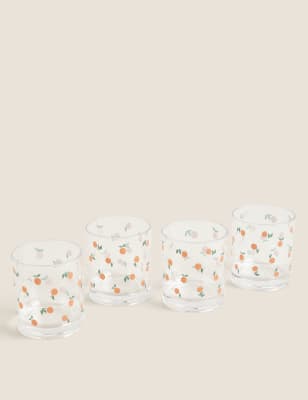 

M&S Collection 4er-Set Picknick-Trinkgläser mit Orangenmotiv - Mehrfarbig, Mehrfarbig
