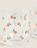 Set van 4 picknickbekerglazen met sinaasappelmotief