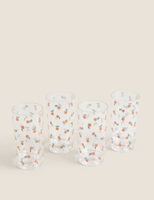 

M&S Collection 4er-Set Picknick-Highballgläser mit Orangenmotiv - Mehrfarbig, Mehrfarbig