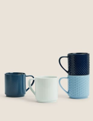 

Set of 4 Stacking Mugs - Blue Mix, Blue Mix