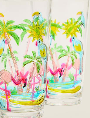 

M&S Collection Set of 4 Flamingo Picnic Highballs - Multi, Multi