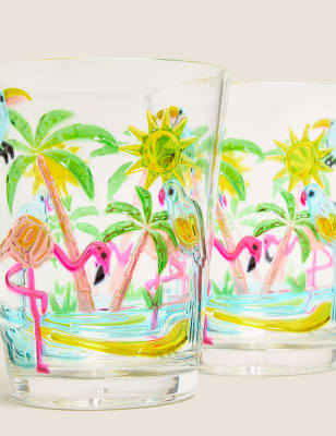 

M&S Collection Juego de 4 vasos de pícnic de flamencos - Multicolor, Multicolor
