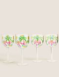 Set of 4 Flamingo Picnic Wine Glasses