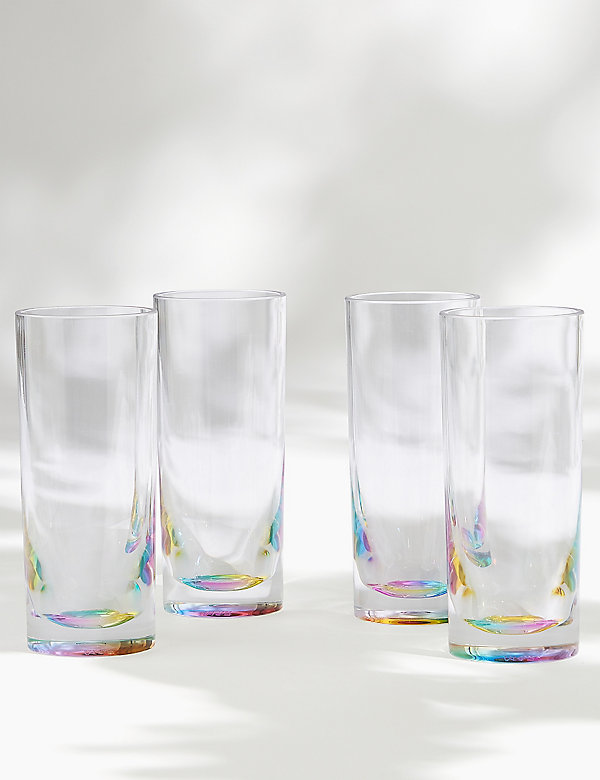 Set of 4 Rainbow Picnic Highball Glasses - BS