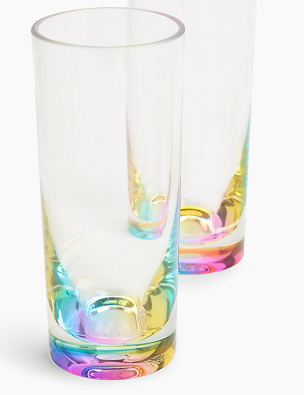 Set of 4 Rainbow Picnic Highball Glasses